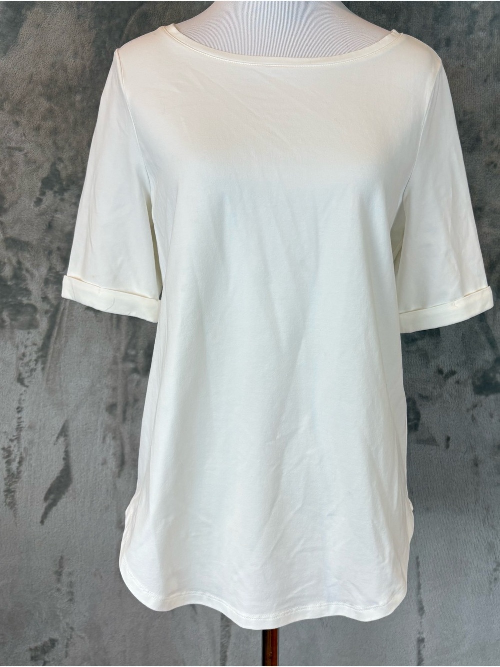 Chico’s Classic White Short-Sleeve Boatneck Tee Top Wmn’s 0